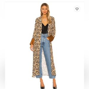 House of Harlow x Revolve Leopard Silky Robe in brown leopard